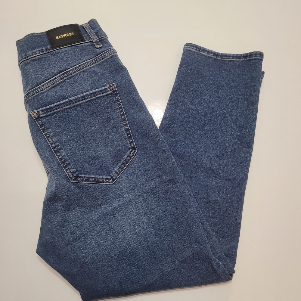 Express Slim High Rise  Blue Women's Jeans buttoned  Size 6S - Picture 11 of 16